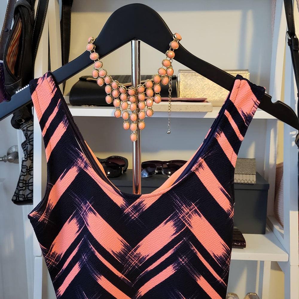 Charlotte Russe Coral and Navy Dress